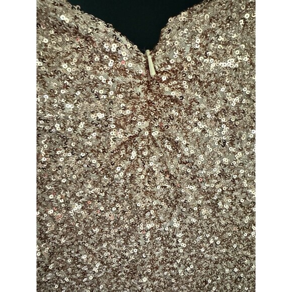 La Femme NWT Rose Blush Gold Sequin Floor Length Gown Tie Back Size 4 $398 - Picture 7 of 10